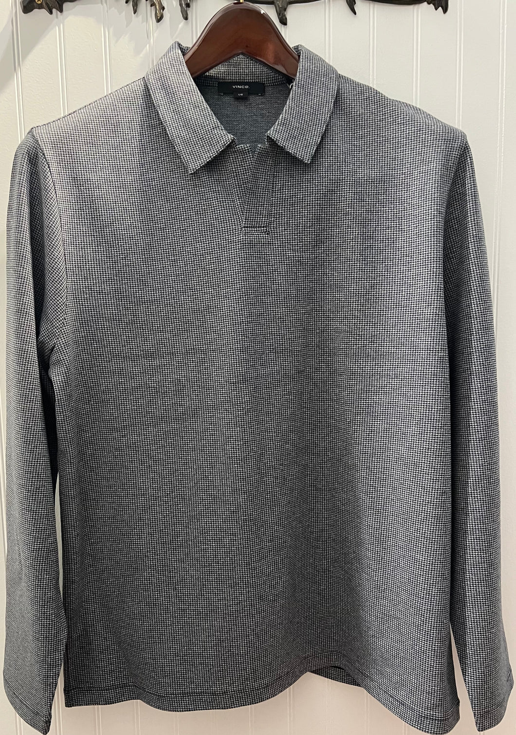 houndstooth l/s johnny collar