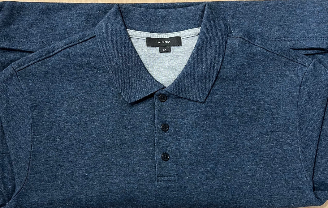 heathered dbl face l/s polo